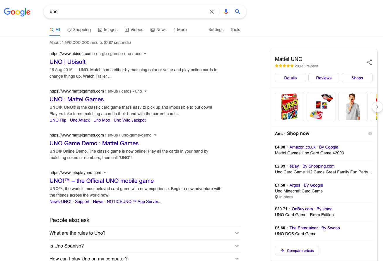 Google shopping placement