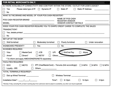 a fragment of a bank form