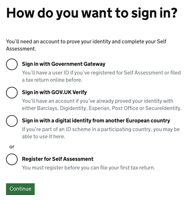 You need to sign in at HMRC website