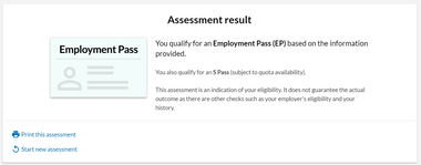 Osome SG Employment Pass S Pass Self Assessment Tool