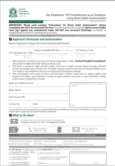 Osome SG CPF Direct Debit Authorisation Form