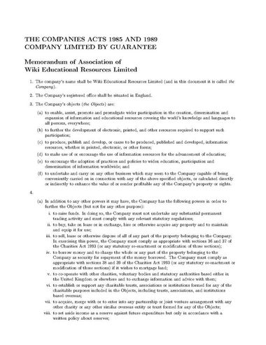 Osome UK Memorandum of Association