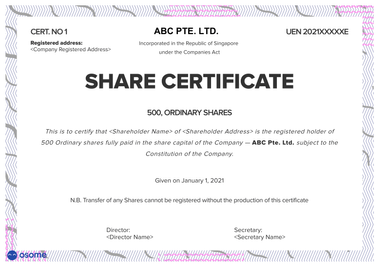 sample share certificate template