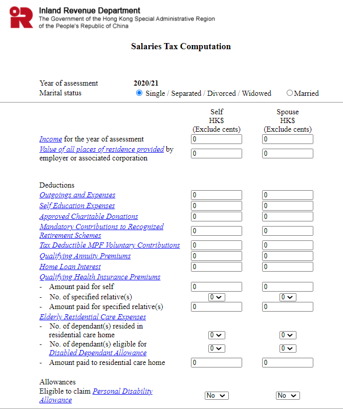 Salaries Computation Tax sample