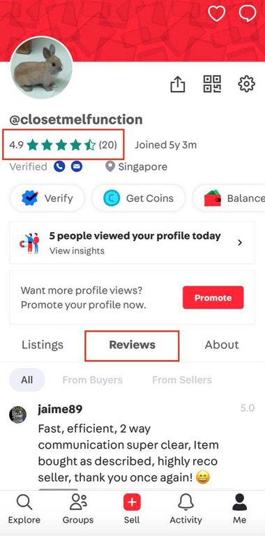 Carousell Star Rating