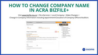 how to change company name in ACRA Bizfile
