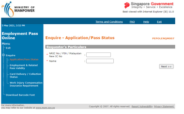 status employment pass singapore