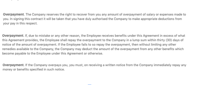 Can a Company Get the Money back if it Overpaid an Employee?