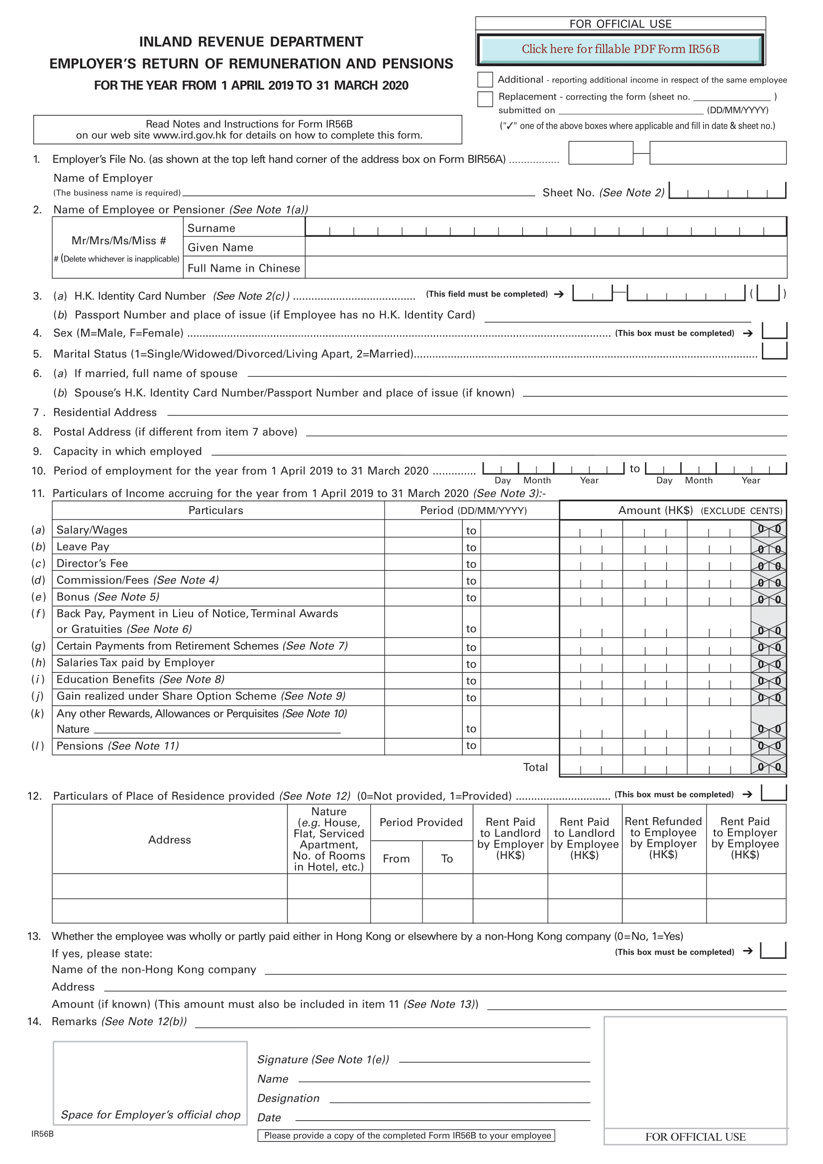 What Is The Hong Kong Employers Return Bir56a And Ir56b 7798