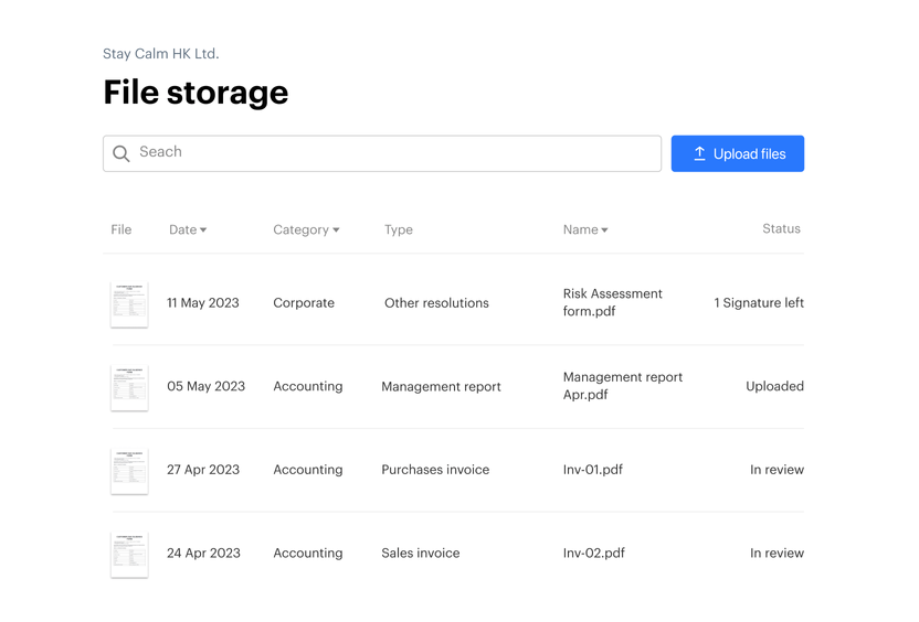 Easy storage of documents in one place