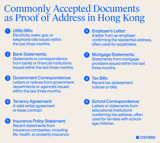 Commonly accepted documents as proof of address