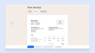Screen where users can intuitively create, edit, and send quotations or invoices