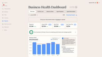 All the reconciled transactions feed the metrics in this visual business health dashboard.