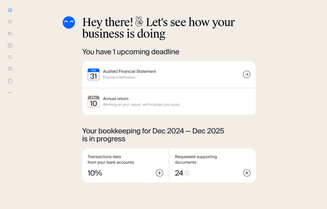 Clear dashboard showing personalised business tasks and deadlines