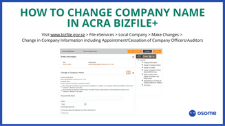 How to change company name in ACRA BizFIle+