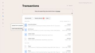 Screen showing how you can share your documents directly with accountants in Transactions